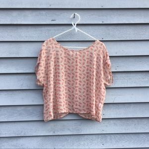 Pink Sheer Cherry Blossom Split Back Top
